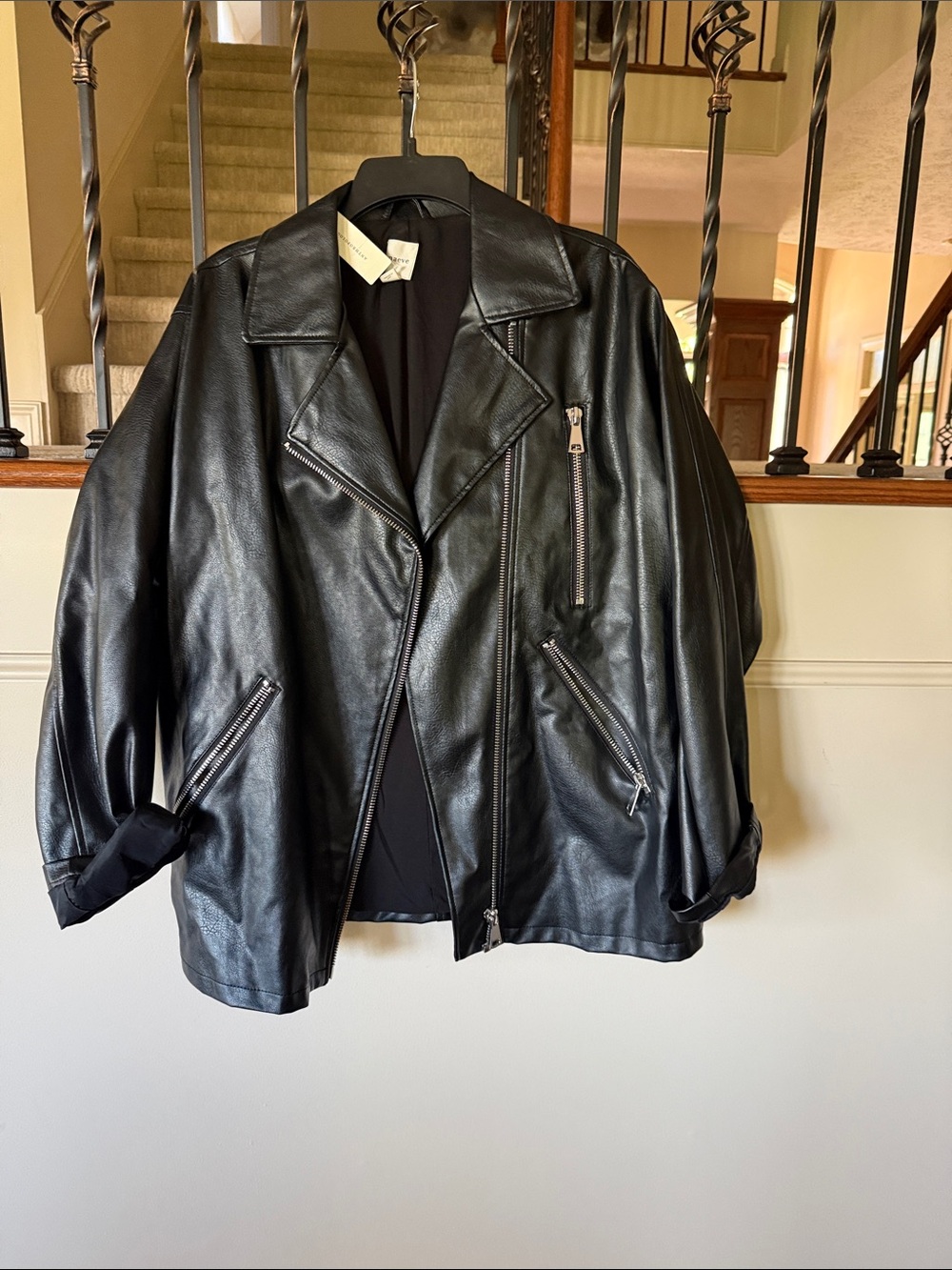 Black Faux Leather Athropologie Maeve Jacket - Women’s Classic Biker Style- NWT